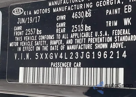 2018 Kia Optima Sx Turbo from USA, damaged, VIN 5XXGV4L23JG196214